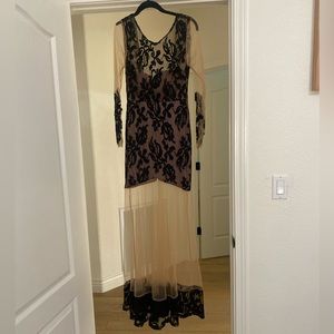 Black lace and nude gown